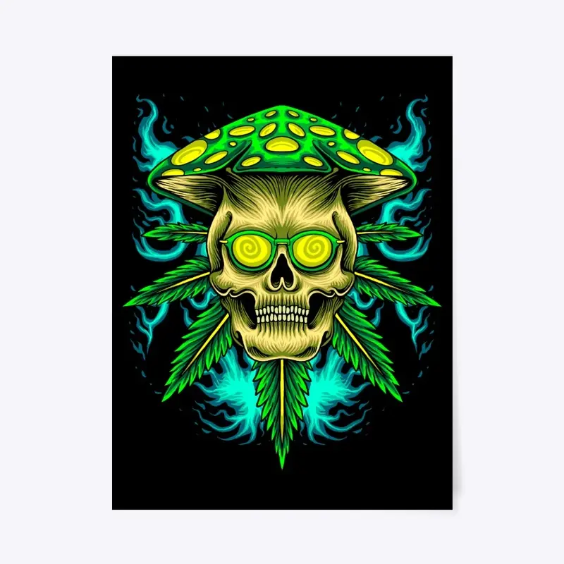 Marijuana Skull Mushroom Head