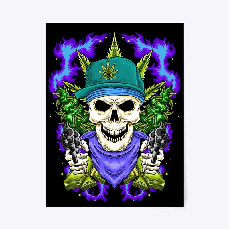 Skull Head Gangsta HipHop Cannabis