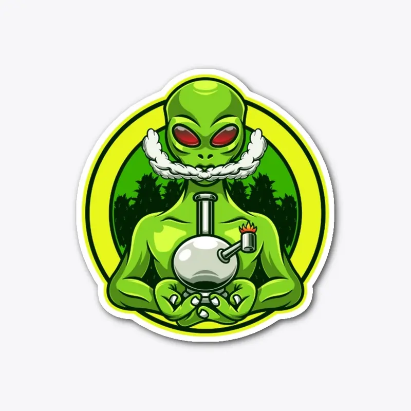 Alien Mascot Smoking Bong